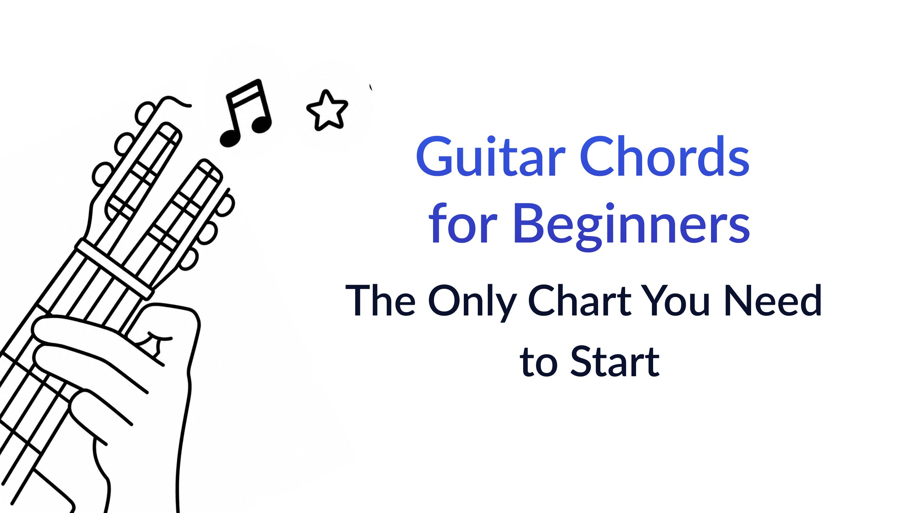 Guitar chords for beginners: the only chart you need to start — line drawing of a hand fretting a chord on a guitar neck