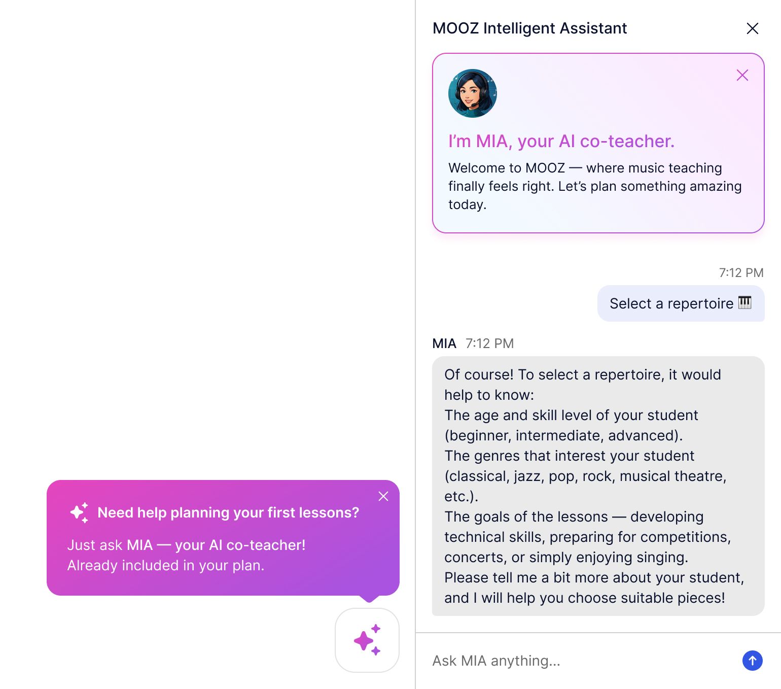 MOOZ AI for Music Teachers
