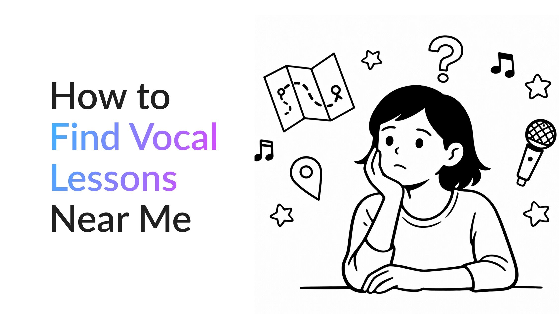 Cute Cartoon Girl choosing Vocal Teacher Near Her
