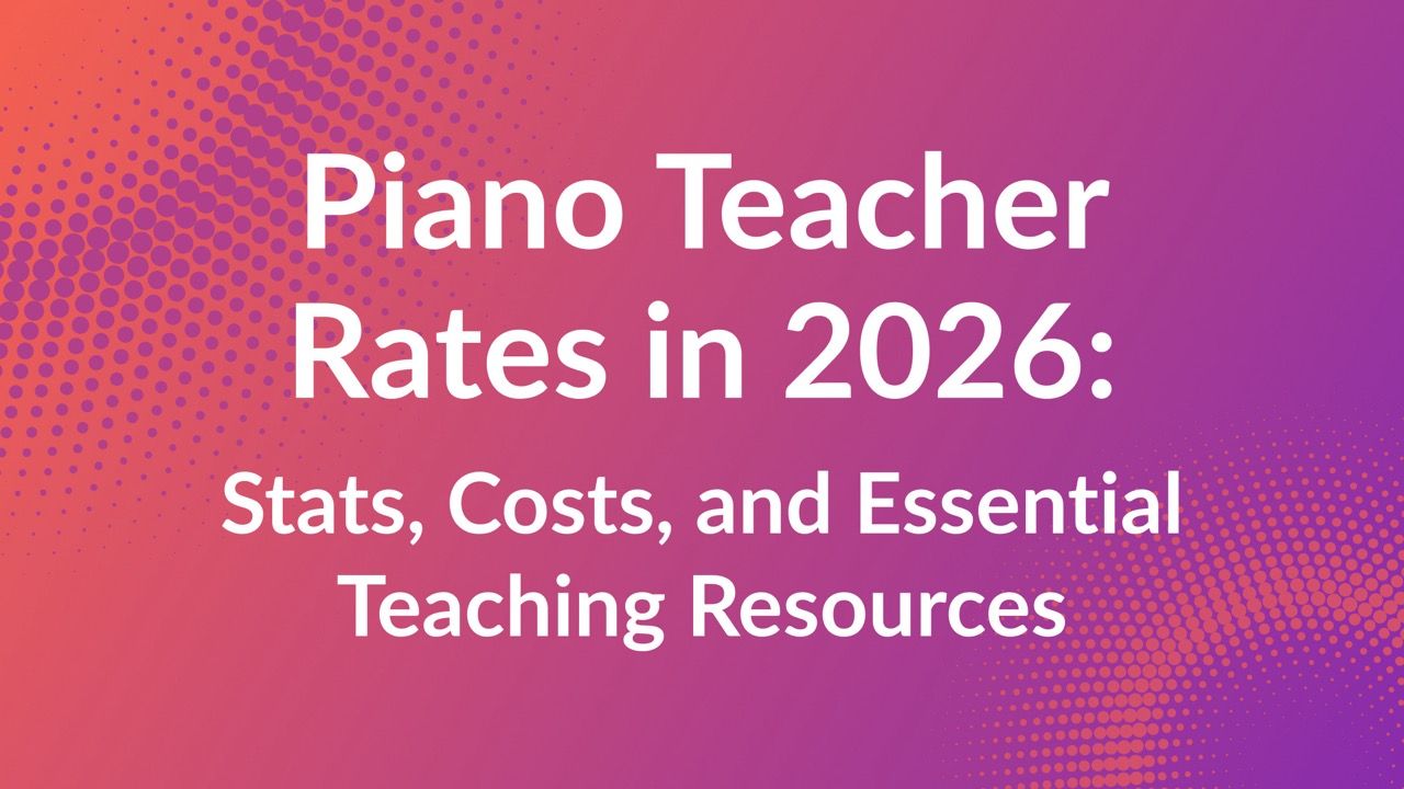 gradient background with text: piano teacher rates in 2026